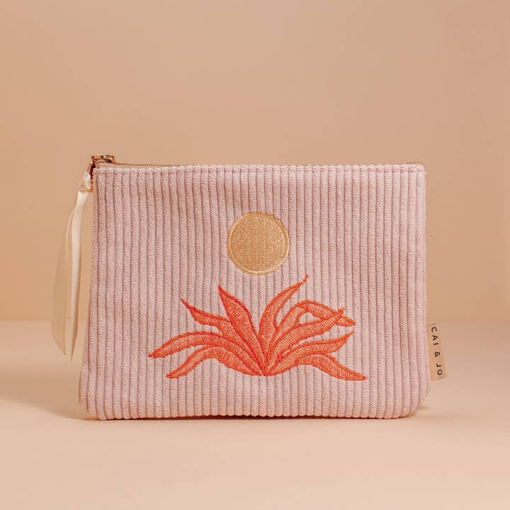 Corduroy Pouch in Pale Pink for wholesale by cai & jo USA