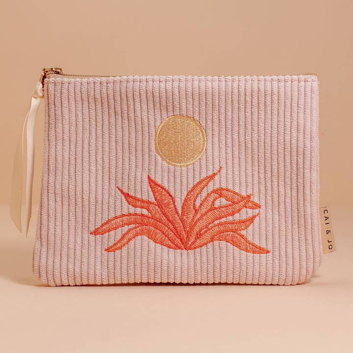 Corduroy Pouch in Pale Pink for wholesale by cai & jo USA