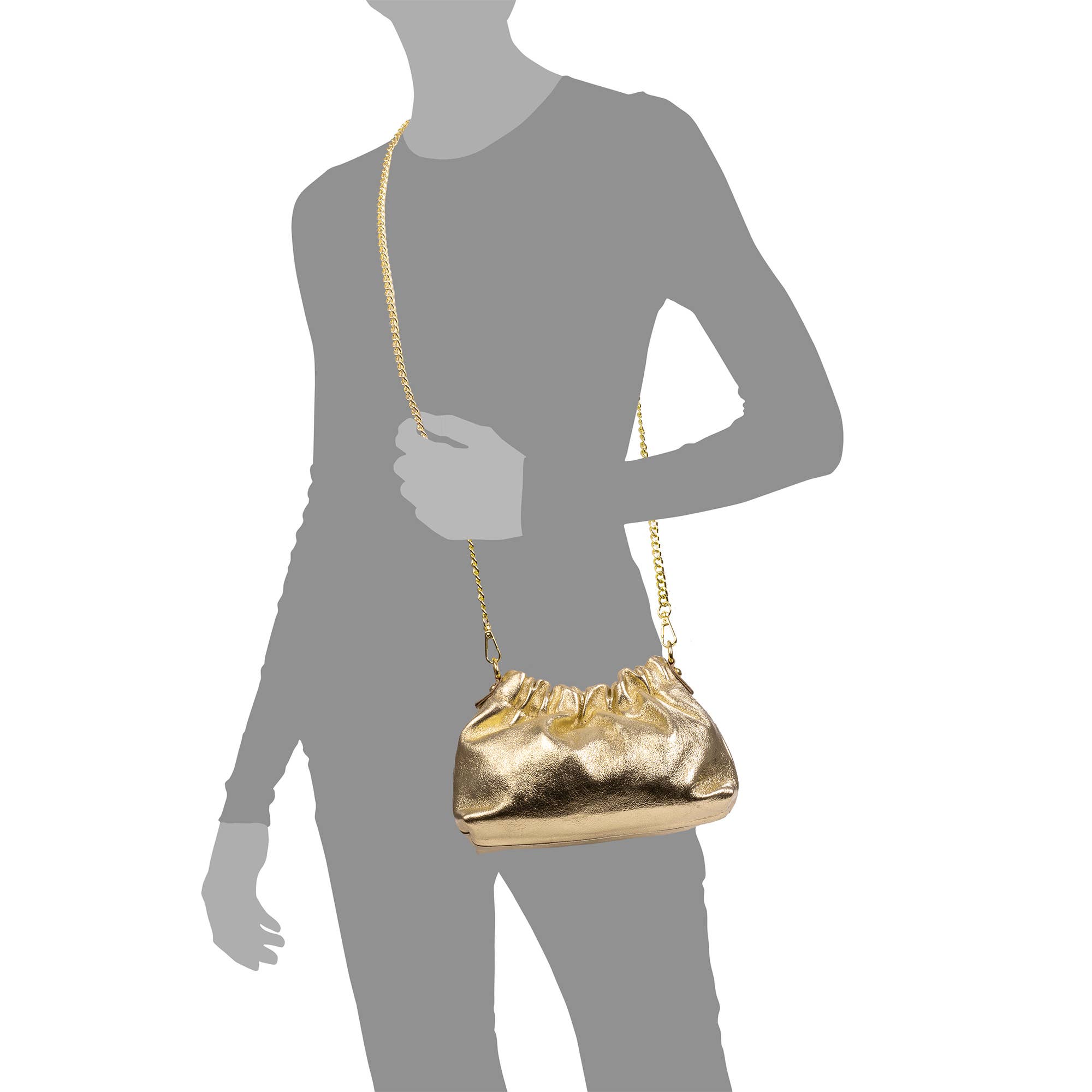 FIRENZE ARTEGIANI - Wholesale Shoulder Bag - Women's - Ascea genuine laminated leather crossbody bag with metal strap5