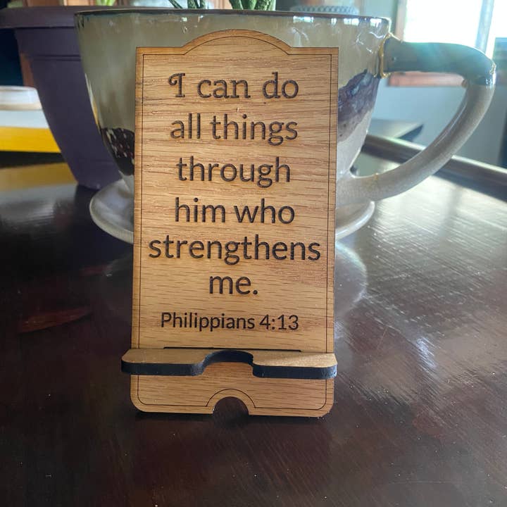 Support pour téléphone portable avec Écriture biblique pour la vente par My Home Barn Productions