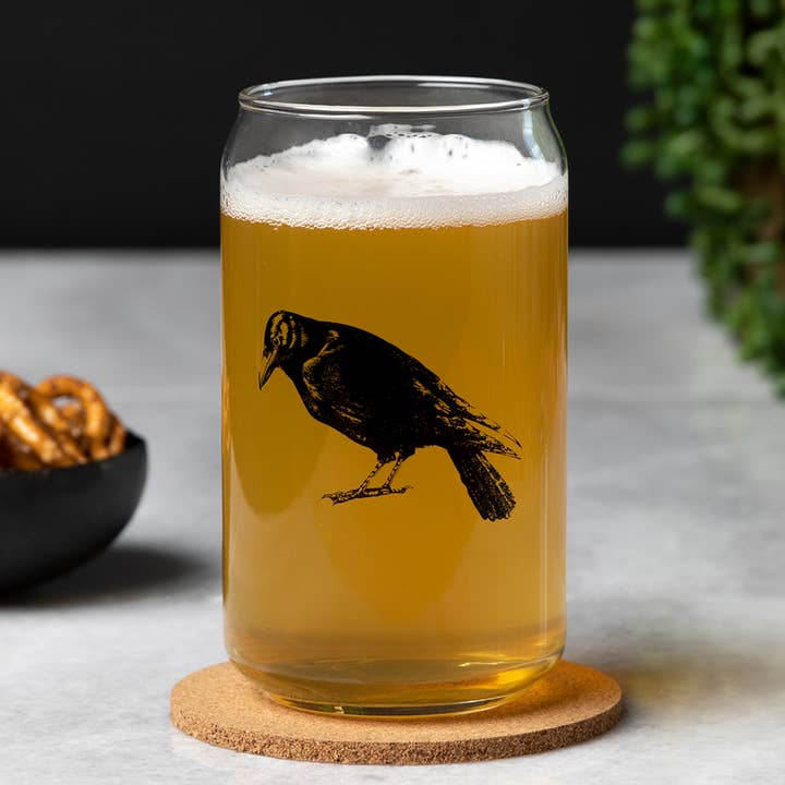 Verre en canette de bière Crow - Tasse à café glacé de 16 oz - Compatible lave-vaisselle pour la vente par Counter Couture