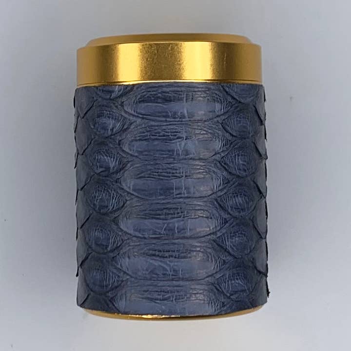 Matte Navy Python Stash Canister for wholesale by Haus of Topper
