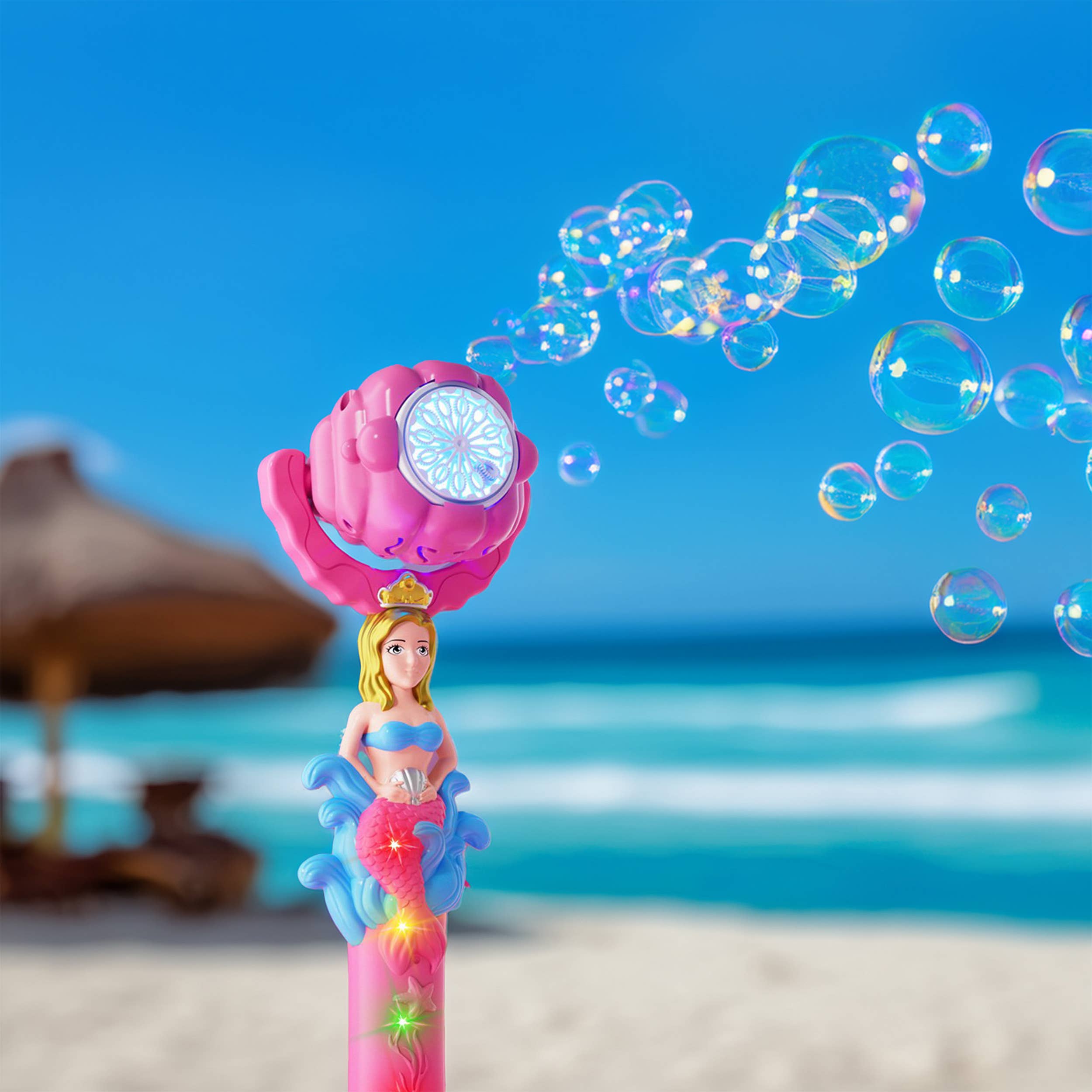 Blinkee.com, LLC - Wholesale Bubble Wand - Kids - Light Up Seashell Mermaid Bubble Wand4