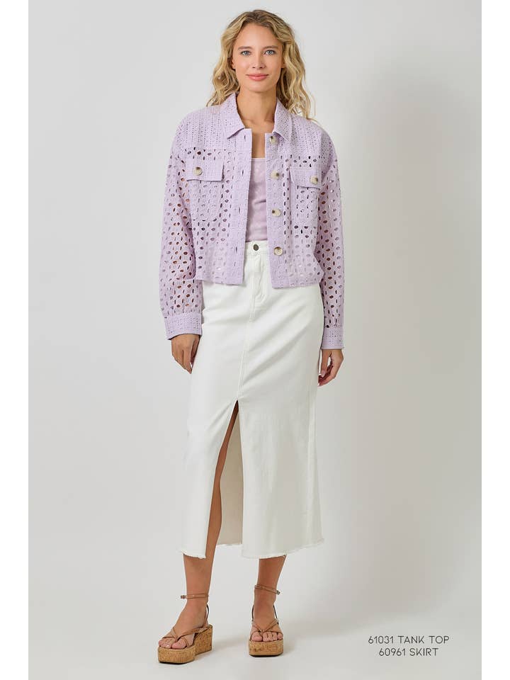 Mystree - Wholesale Jacket - Women's - 61096 Button Down Mixed Eyelet Jacket 22