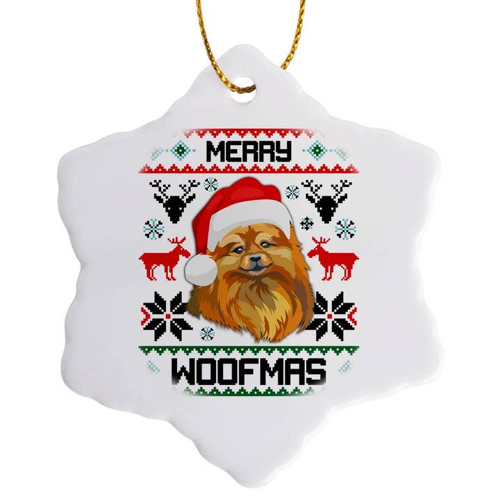 3dRose - Wholesale Ornament - 3dRose, Merry Woofmas Small Pomeranian Dog Christmas Gift , Ornament