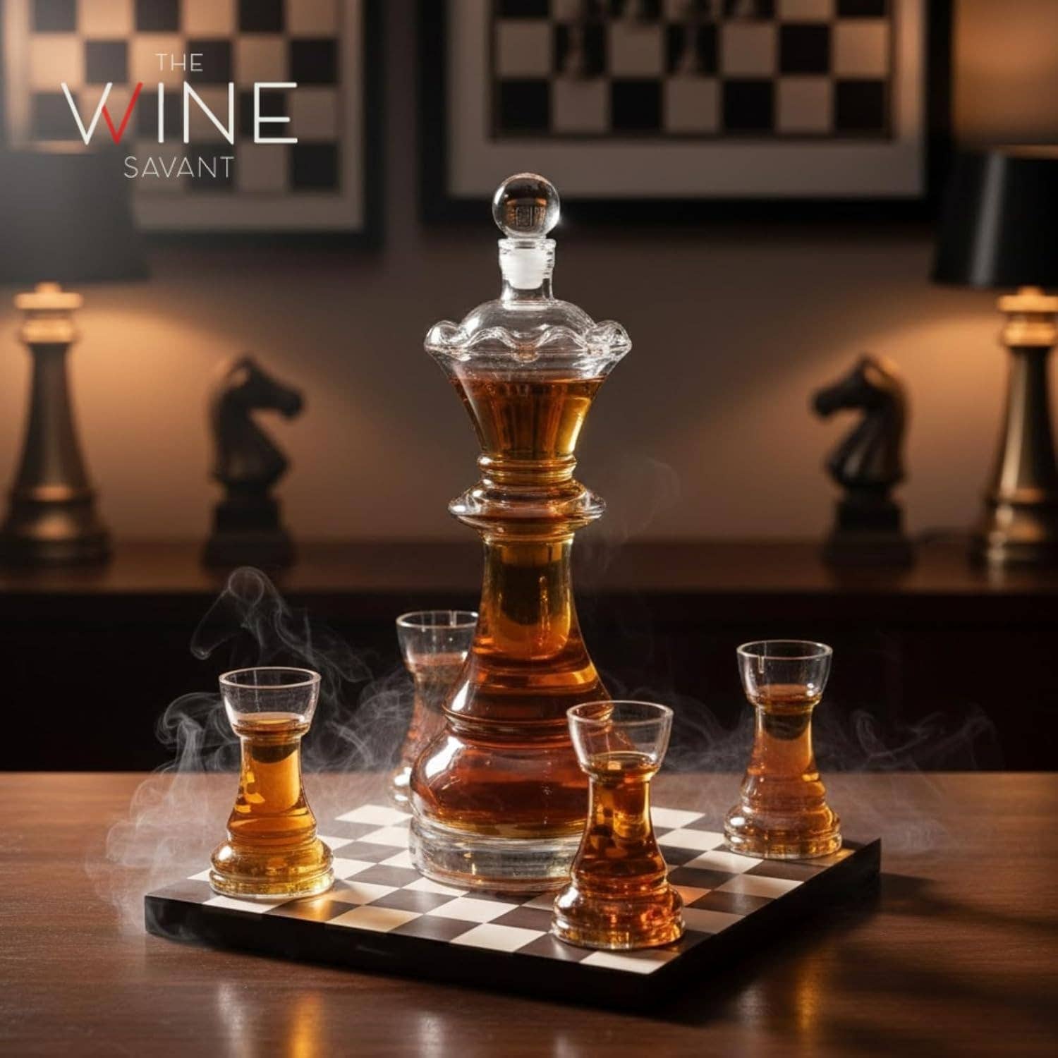 The Wine Savant /  Khen Glassware - Venta al por mayor Decantador - Nuevo juego de decantadores de ajedrez de The Wine Savant6