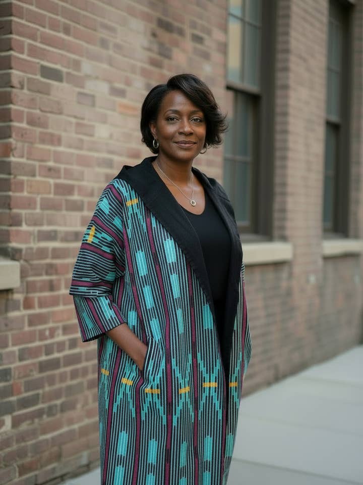 Camisola com Capuz de Riscas Teal com Linhas Pretas por atacado de Mbabazi House Of Style