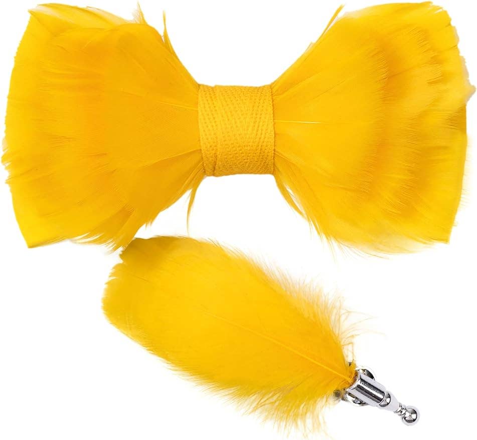 DMITRY Ties - Wholesale Bow Tie - Men's - Handmade Feather Gold Patterned Pre-Tied Bow Tie0