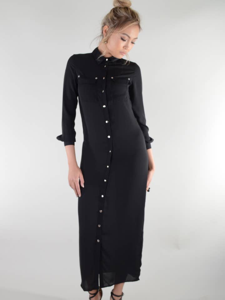 Lovemystyle - Maxi abito chemisier con bottoni sul davanti per la vendita all'ingrosso da parte di LoveMyStyle