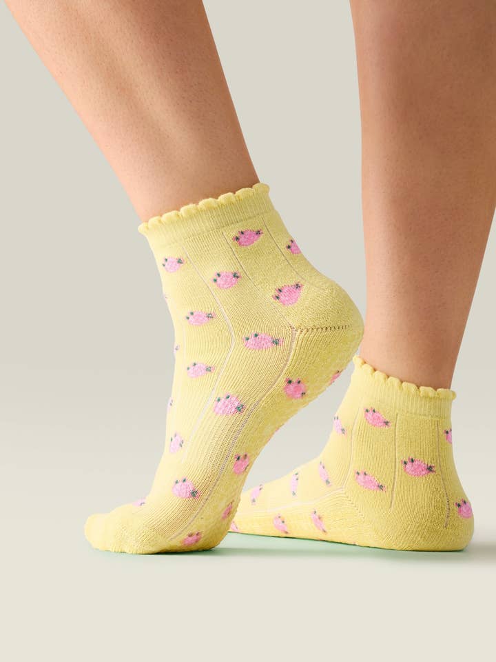 Calcetines de Cuarto de Tripulación Antideslizantes - Wild Rose Maize para venta al por mayor de MoveActive