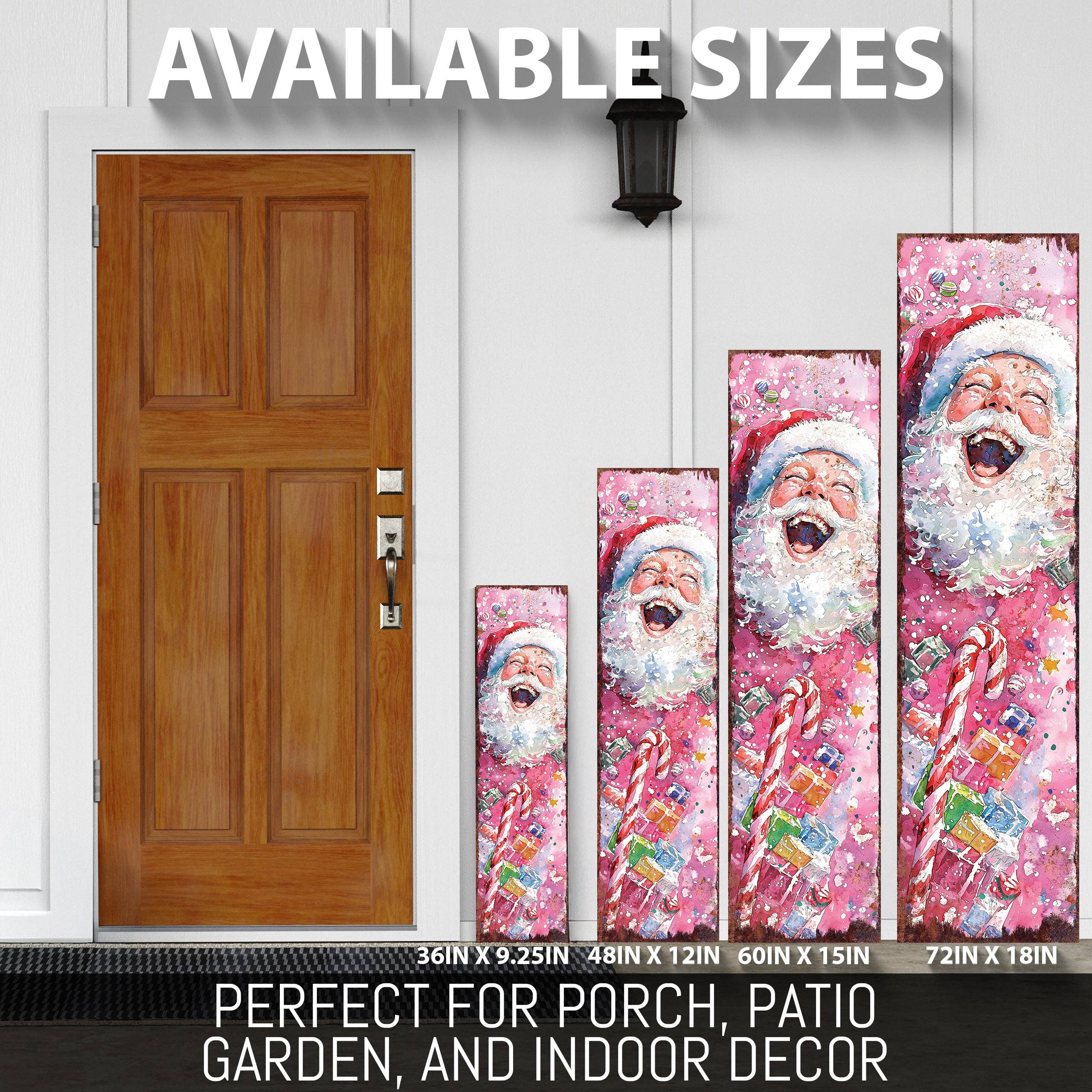 TX USA Corporation - Wholesale Outdoor Sign - Pink Santa Porch Sign – Watercolor Christmas Welcome for Outdoor or Indoor Use1