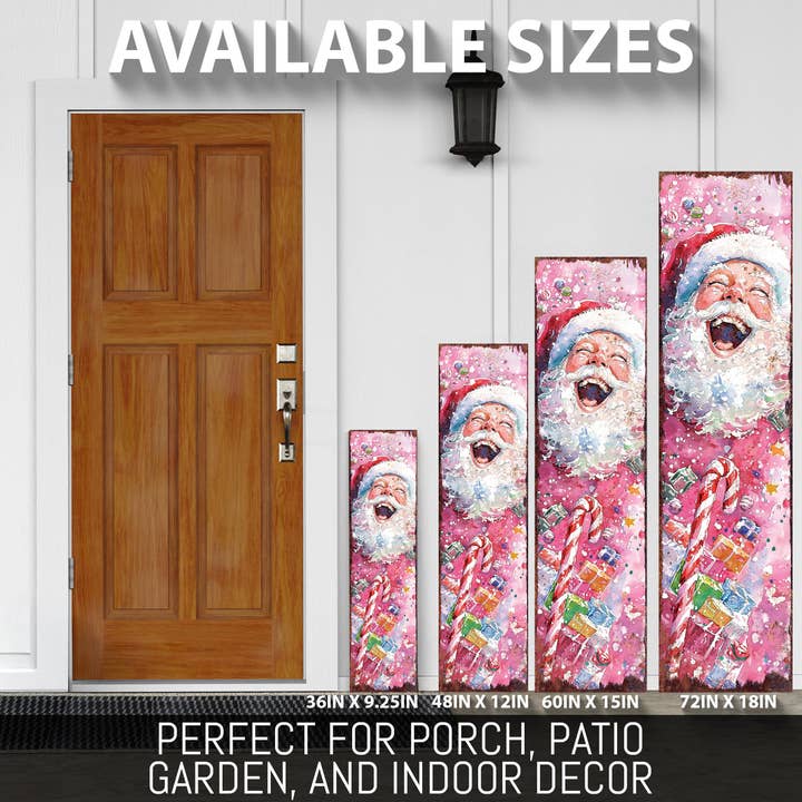 TX USA Corporation - Wholesale Outdoor Sign - Pink Santa Porch Sign – Watercolor Christmas Welcome for Outdoor or Indoor Use1