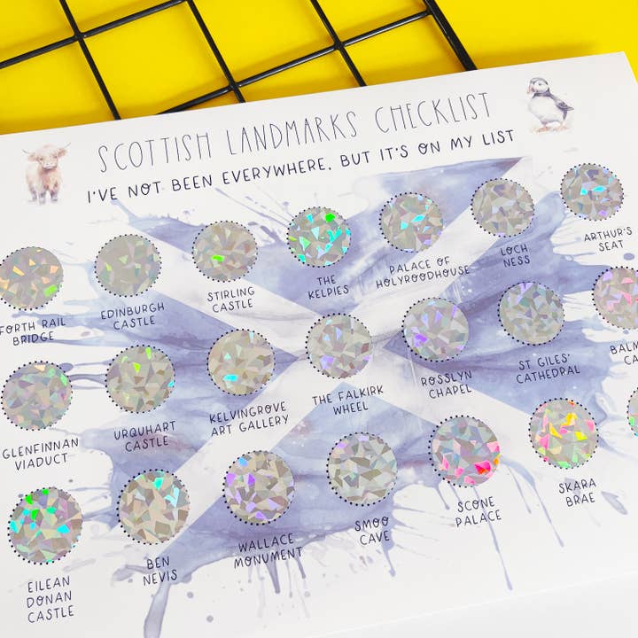 Snappy Crocodile Designs - Wholesale Poster - Scottish Landmarks Scratch Off Poster