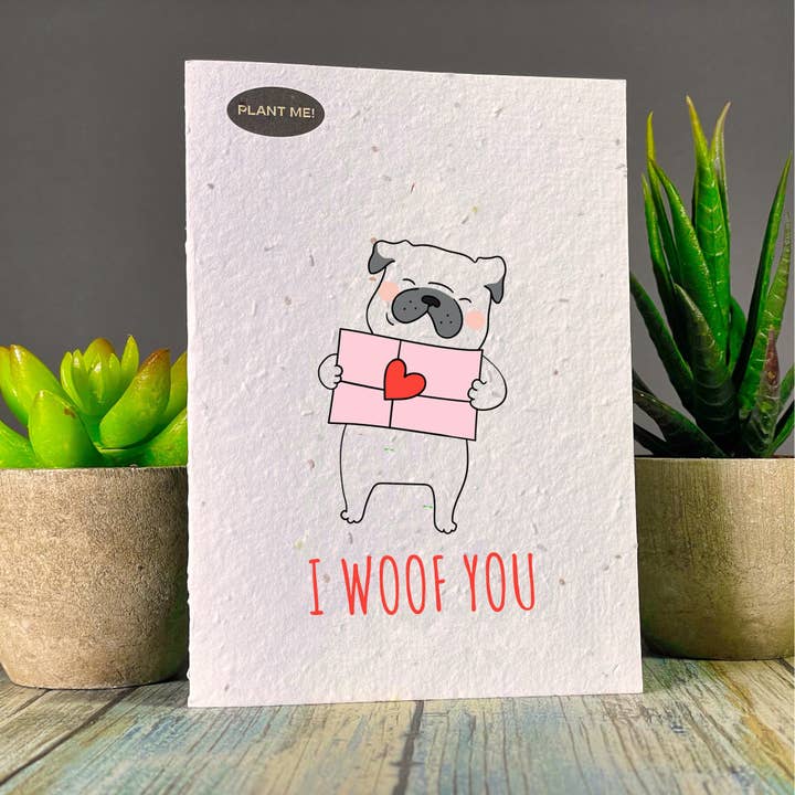 I Woof You Plantable Greeting Card for wholesale by Plantable Greetings