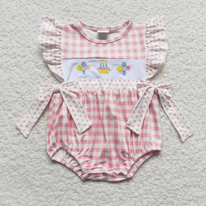 Baby Girls Bow Birthday Rompers for wholesale by Aier Wholesale