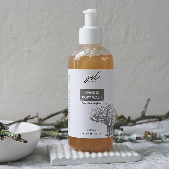 JDBotanics - Wholesale Body Wash/Shower Gel - baobab & honeybush liquid soap (6.76 fl oz / 200ml)