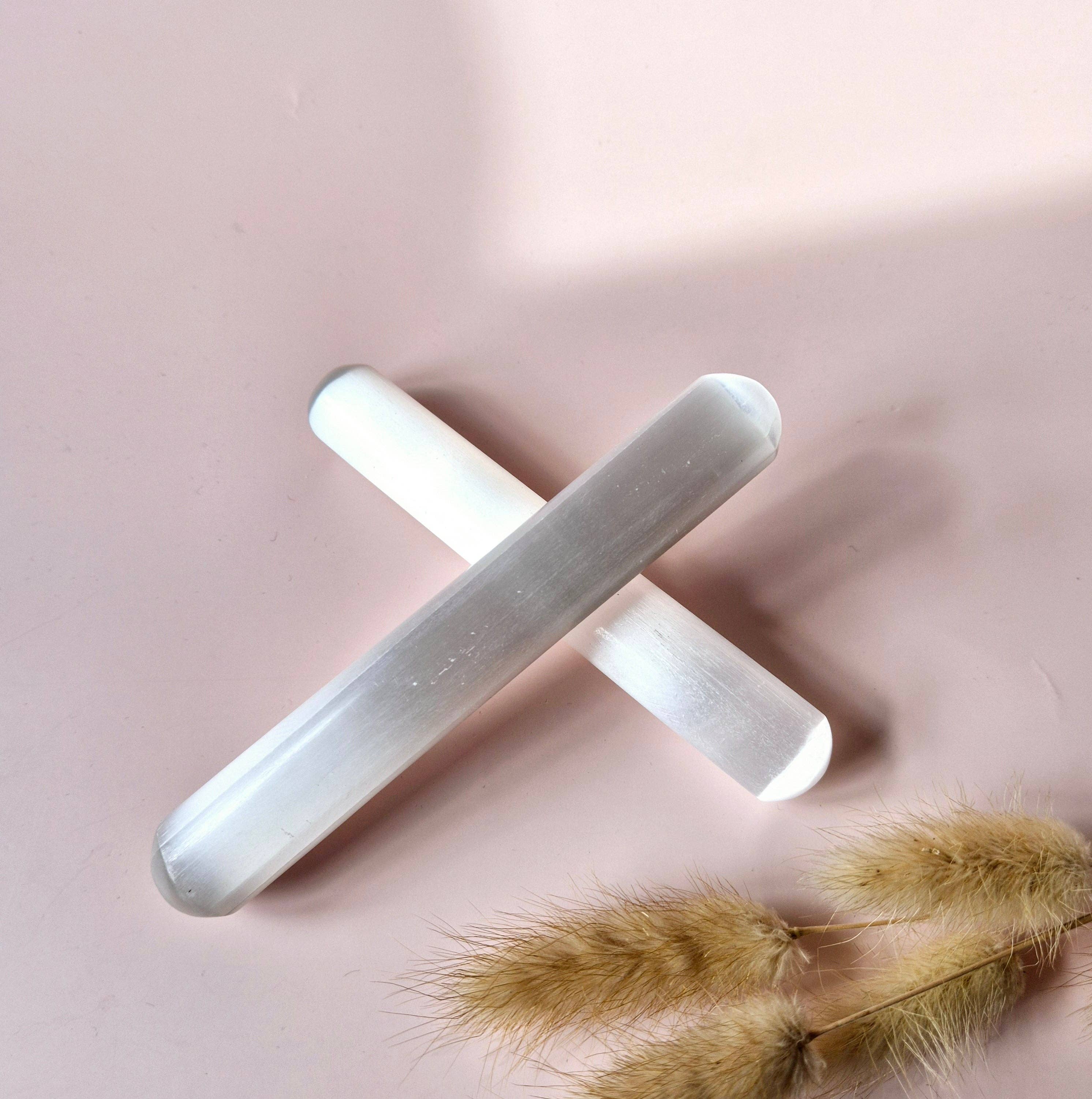 Moonlight Gemstones - Wholesale Spiritual Stone/Crystal - Selenite Massage Stick – 15 cm – Purification & Spiritual Protection0