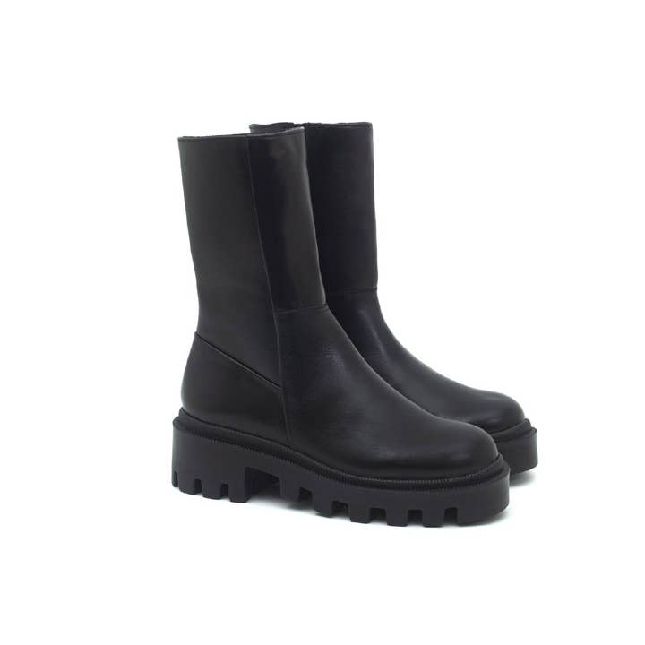 W-Napiro-svart kvinnors svart läder kängor för wholesale av Harris Hawk