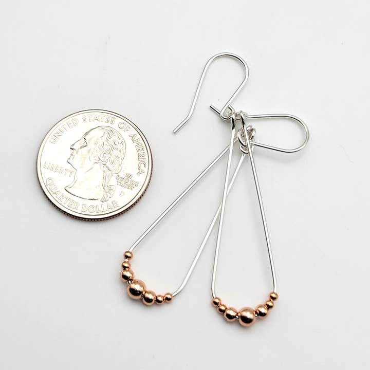 Bijou by SAM - Wholesale Dangle Earrings - Long Sterling Silver and Copper Hoop Earrings