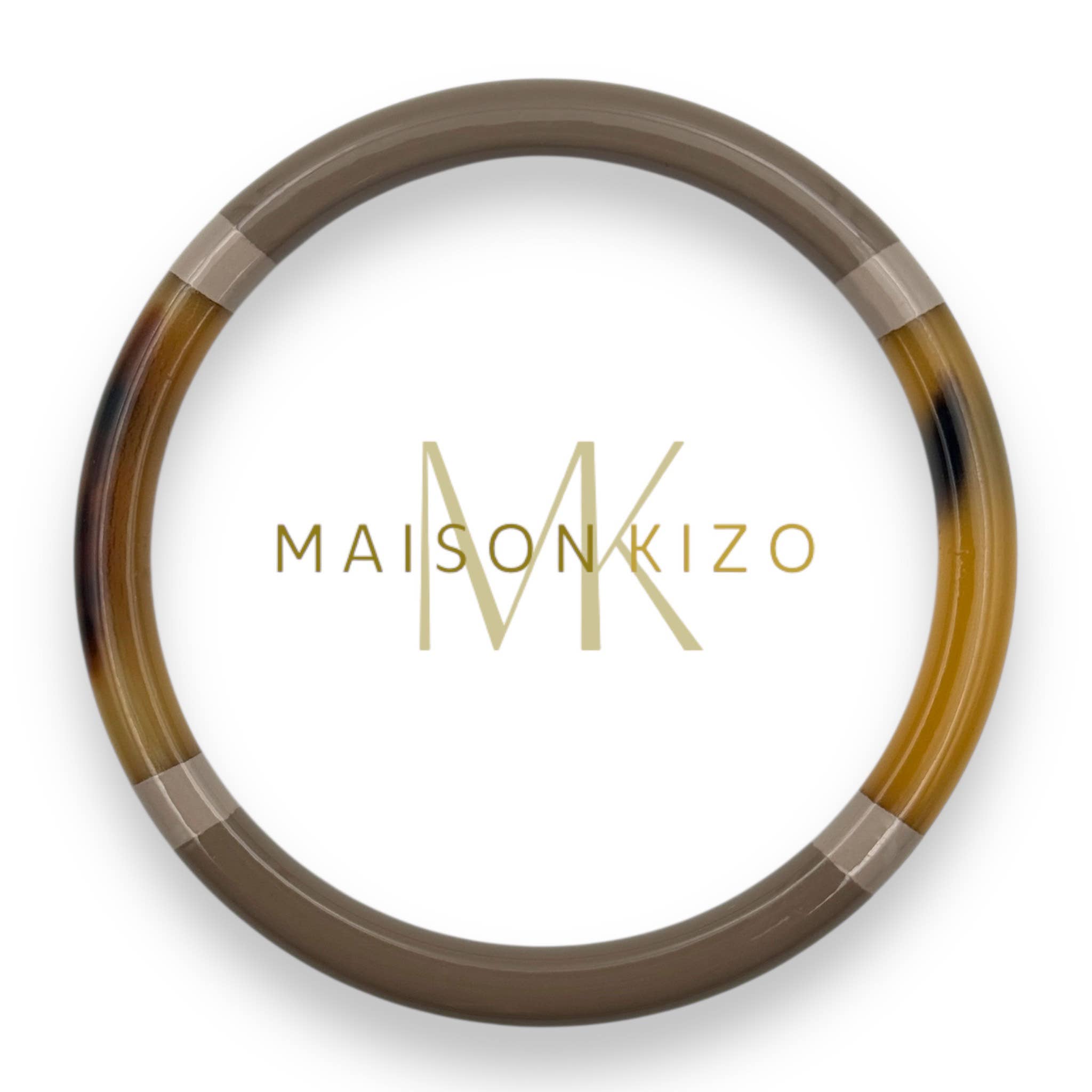 MAISON KIZO - Wholesale Bangle Bracelet - Lacquered buffalo horn bangle Taupe and beige 6mm0
