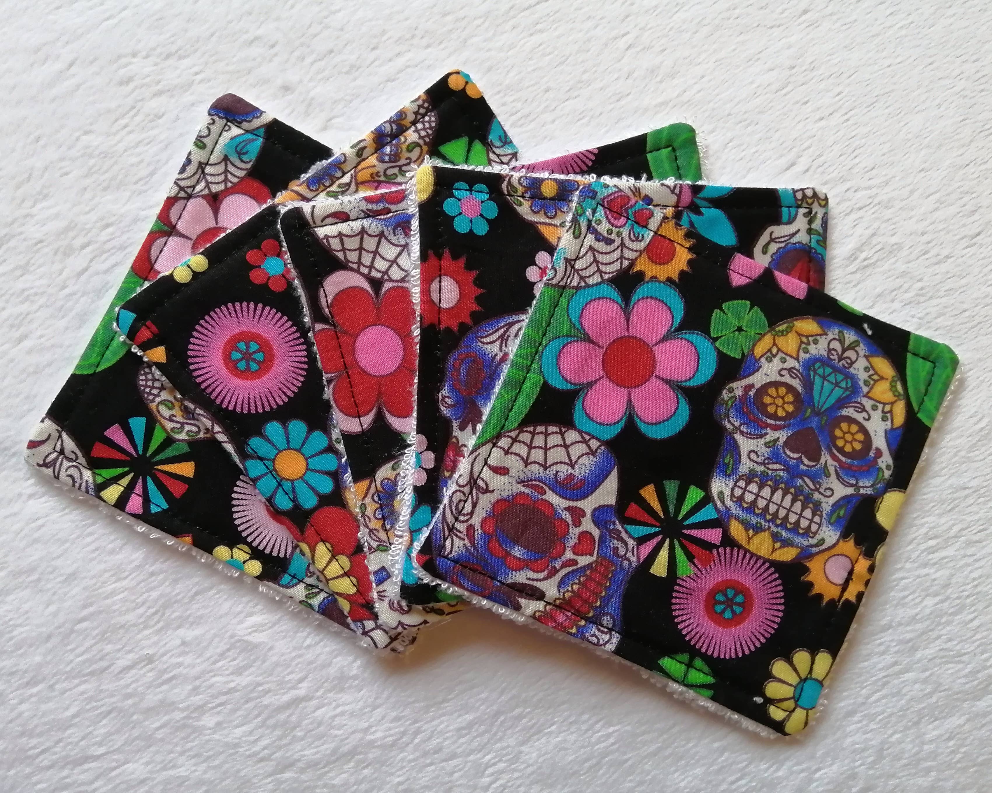 Hannah and me – Toalhetes para rosto e corpo por atacado – Toalhetes de bambu com caveiras de açúcar, panos de rosto reutilizáveis0