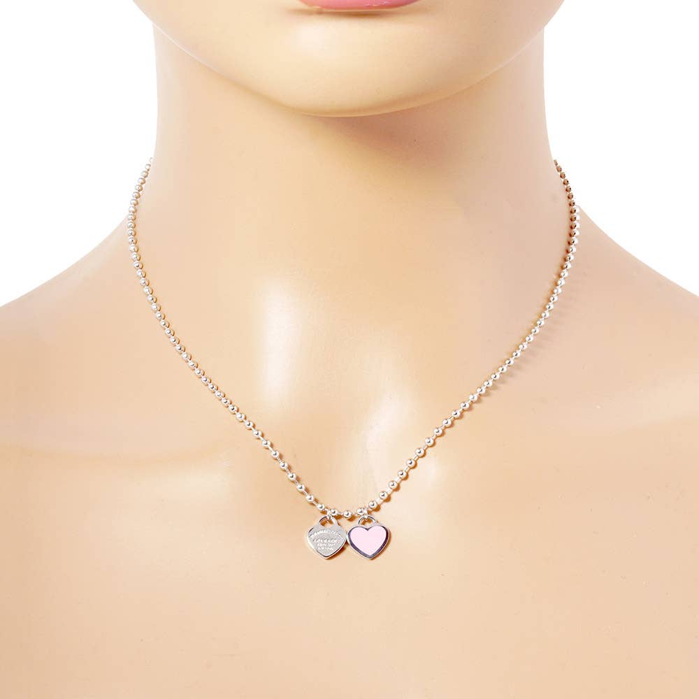 Sensibling Corp. – wholesale Pendant/charm necklace – Gold Dipped Double Heart Pendant Bubble Chain Necklace
17