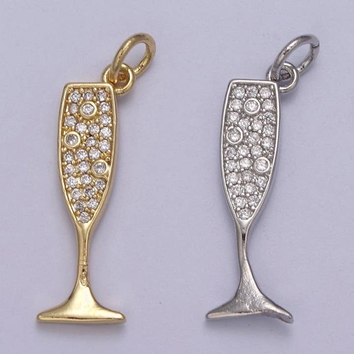 Gold Filled Glass Champagne Bubbly Sparkling Wine For New Year Party Inspired in Gold & Silver N-381 N-382 for wholesale by Aim Eternal