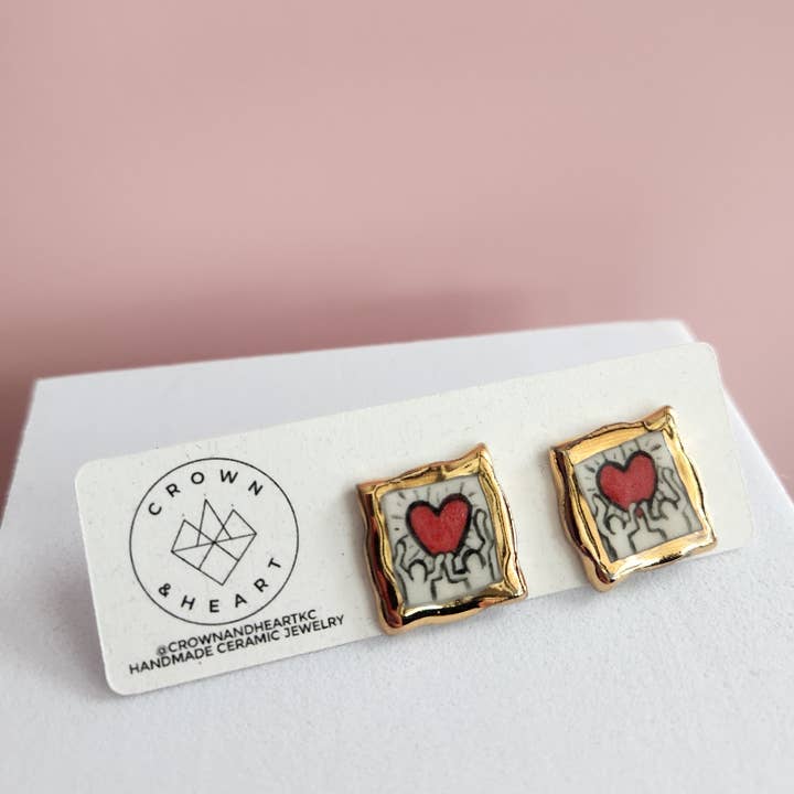 Crown & Heart – wholesale Stud/post earrings – Mini masterpiece studs6