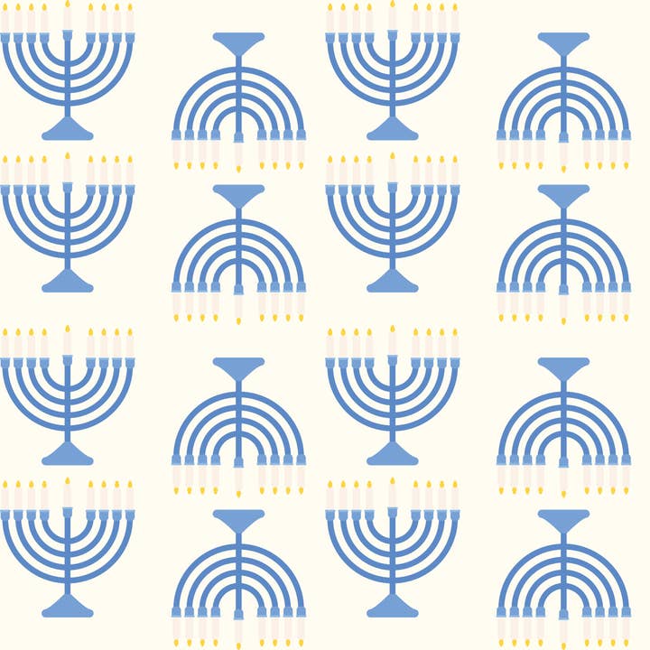 Lokipawz - Wholesale Flat Wrap - Hanukkah Menorah Wrapping Paper15