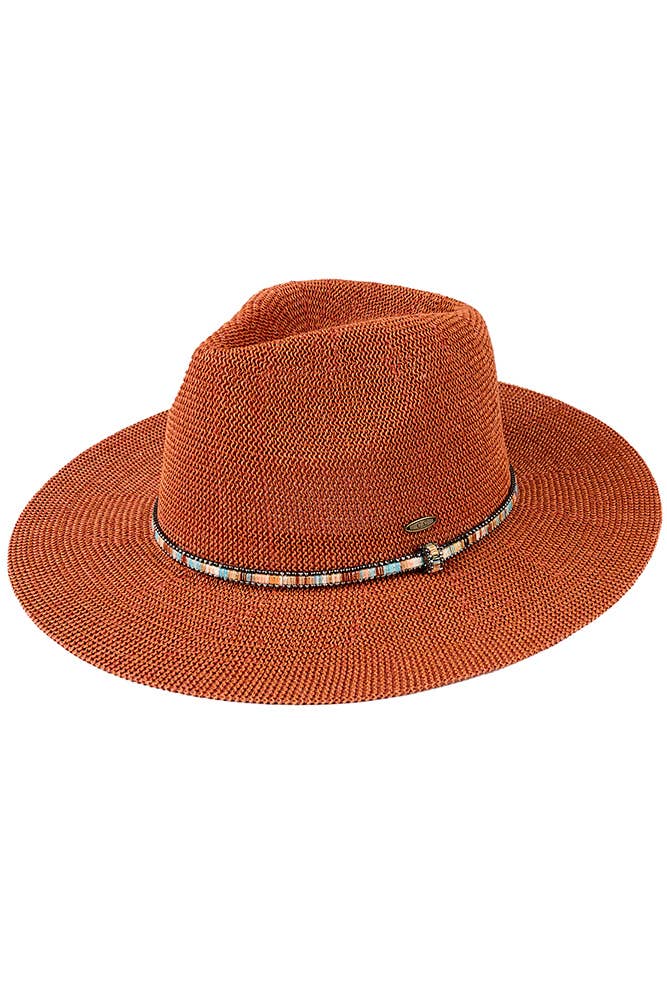 Hana - Wholesale Straw Hat - Women's - C.C Multi Thread Rhinestone Trim Band Panama Hat7