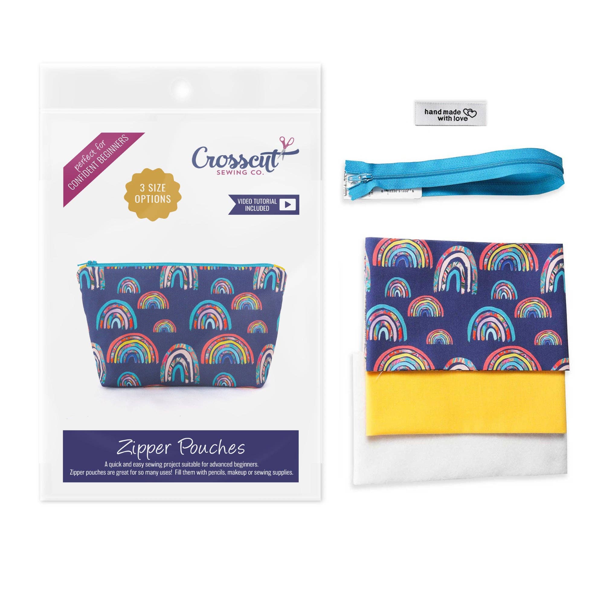 Crosscut Sewing Co. - Wholesale Craft Sewing Kit - Zipper Pouch Sewing Kit - Sewing Project Kit with Fabric for Beginners12