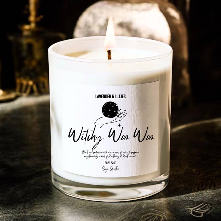 Witchy Woo Woo- Soy Candle - 8oz Clear Glass for wholesale by Lavender & Lillies