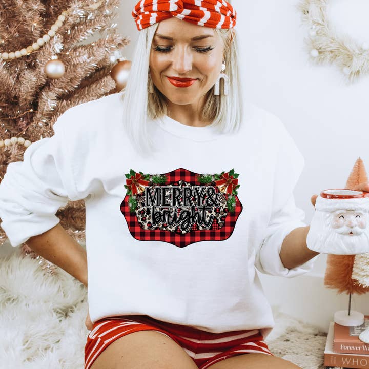 Merry and Bright Christmas Sweatshirt for wholesale by Londas Trendy Tees