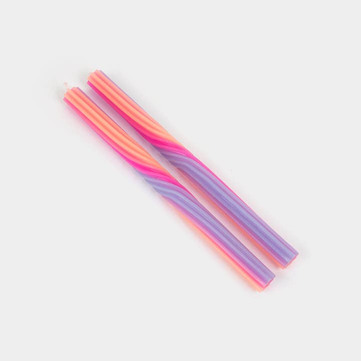 54 Celsius - Wholesale Tapered Candle/Candlestick - Pivot Orange & Lav. 11" Tapers (2 Pack) + Solid Brass Holder