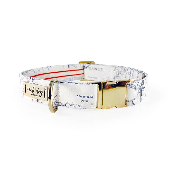 Nauti-dog Handmade – Großhandel Haustierhalsband – Hund – Carta Marina Light Nautische Toilettenschnalle und Martingalhalsband