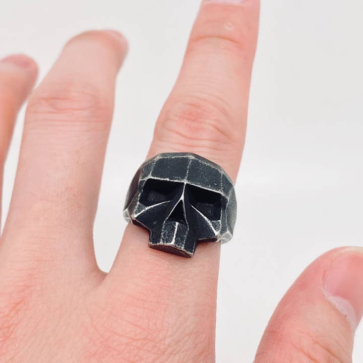 Punk Style Robot Skull Men's Stainless Steel Ring for wholesale by Mio Queena