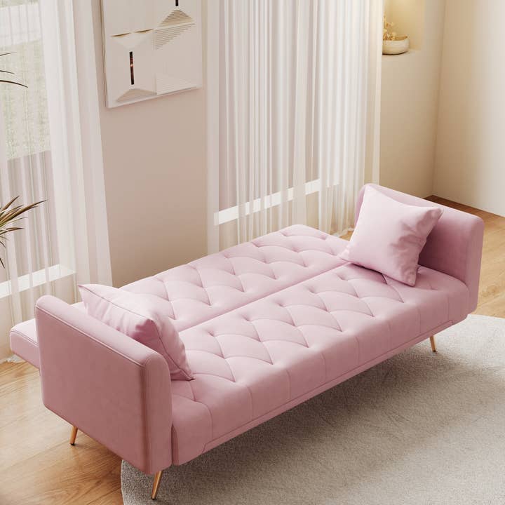 39F Inc. - Wholesale Sofa - 71 inch Convertible Love Seat Sofa Bed, Velvet, 6 colors13