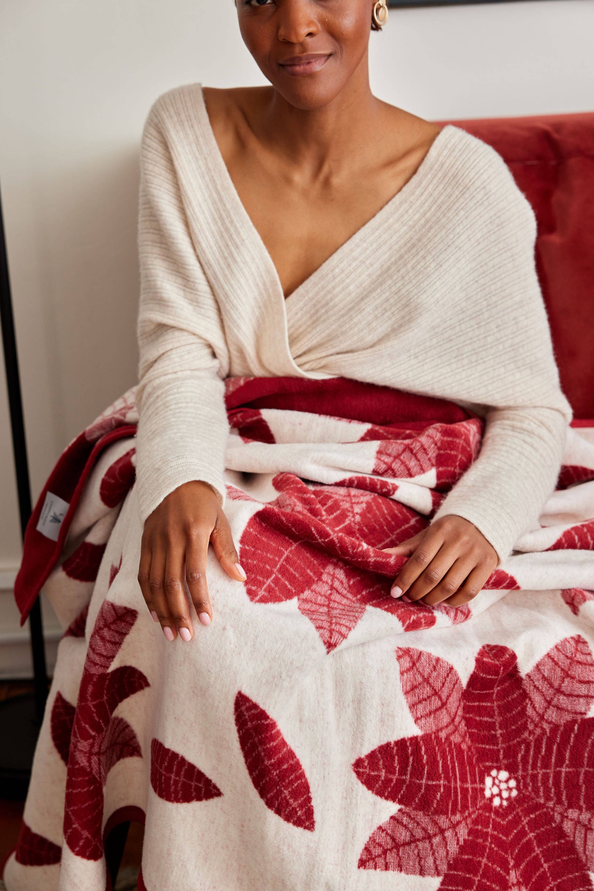 ChappyWrap – Manta para sofá por atacado – Manta de Poinsettias7