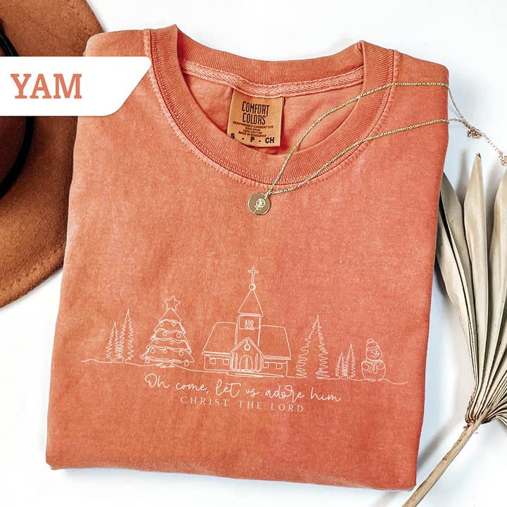 Glaime - Wholesale T-Shirt (Graphic) - Women's - Comfort Colors Oh Come Let Us Adore Him Sweatshirt, Nativity4