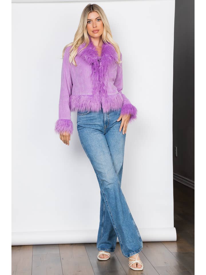 26 International - Wholesale Jacket - Women's - Faux Fur Trim Corduroy Jacket1