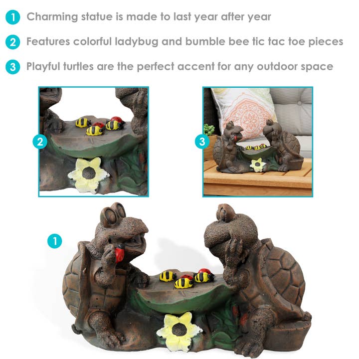 Sunnydaze Decor - Wholesale Outdoor Ornament/Decor - Tic Tac Toe Turtles Outdoor Statue - 7.5 in