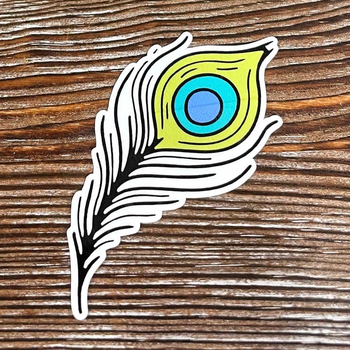 Peacock Feather, Die Cut Vinyl Sticker, Boho Fun, Water Resistant, Halloween Spooky Wiccan Magic |Sticker or Magnet for wholesale by Handmade by Marlayna