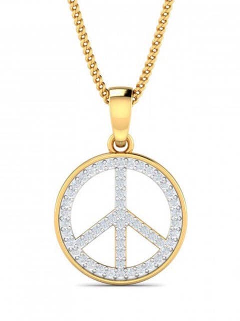 Pendente Peace in argento Sterling con zircone placcato in oro per la vendita all'ingrosso da parte di FARAH NAZ New York