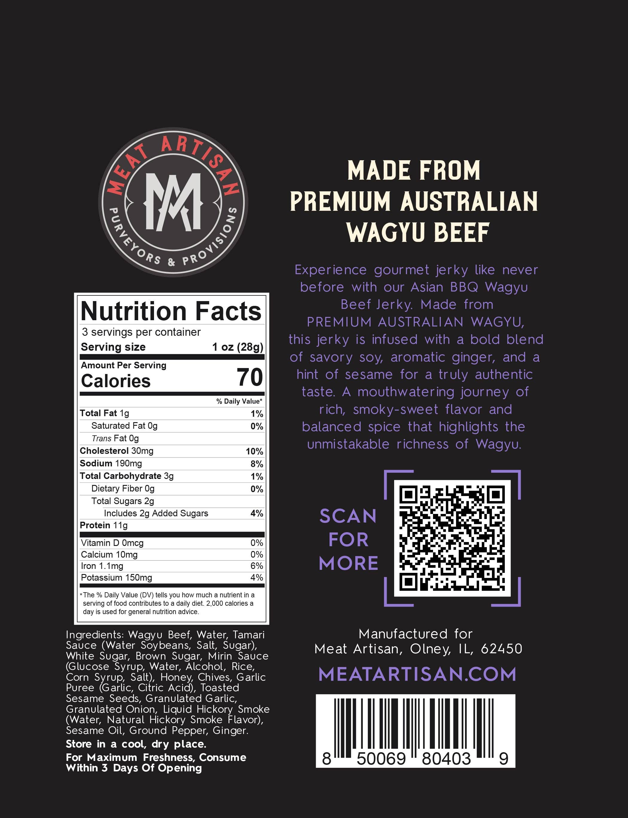 Meat Artisan - Wholesale Jerky - Asian BBQ Style Australian Wagyu Beef Jerky3