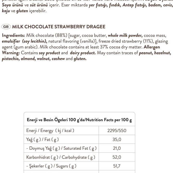 Pistest - Wholesale Chocolate Covered Sweets - Milk Chocolate Strawberry Dragee 80g1