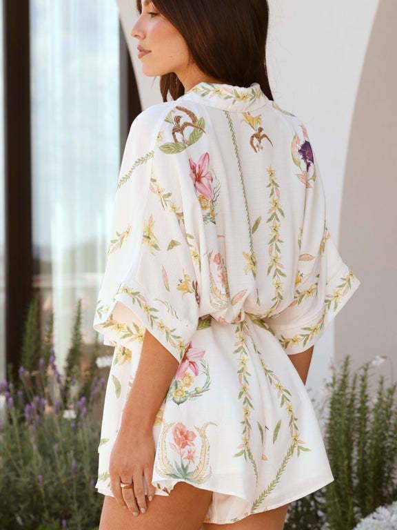 Floral Trio Chic European Romper Belted Flowy Modern for wholesale on Faire8