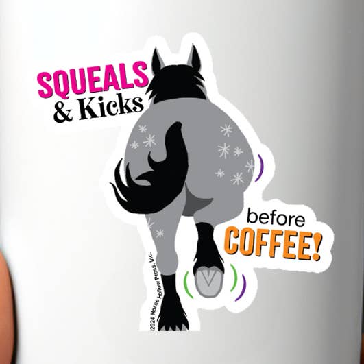 Autocolante de Cavalo de 3" para Copo / Relinchos Chutes Café / À PROVA DE ÁGUA por atacado de Horse Hollow Press / Pretty, Funny, Snarky Cards & Stickers
