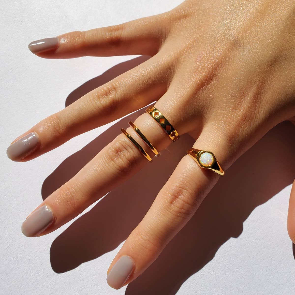 HolyBang Jewels - Wholesale Band/Stacked Ring - OCTAGON DOUBLE BAND RING - R-F110542