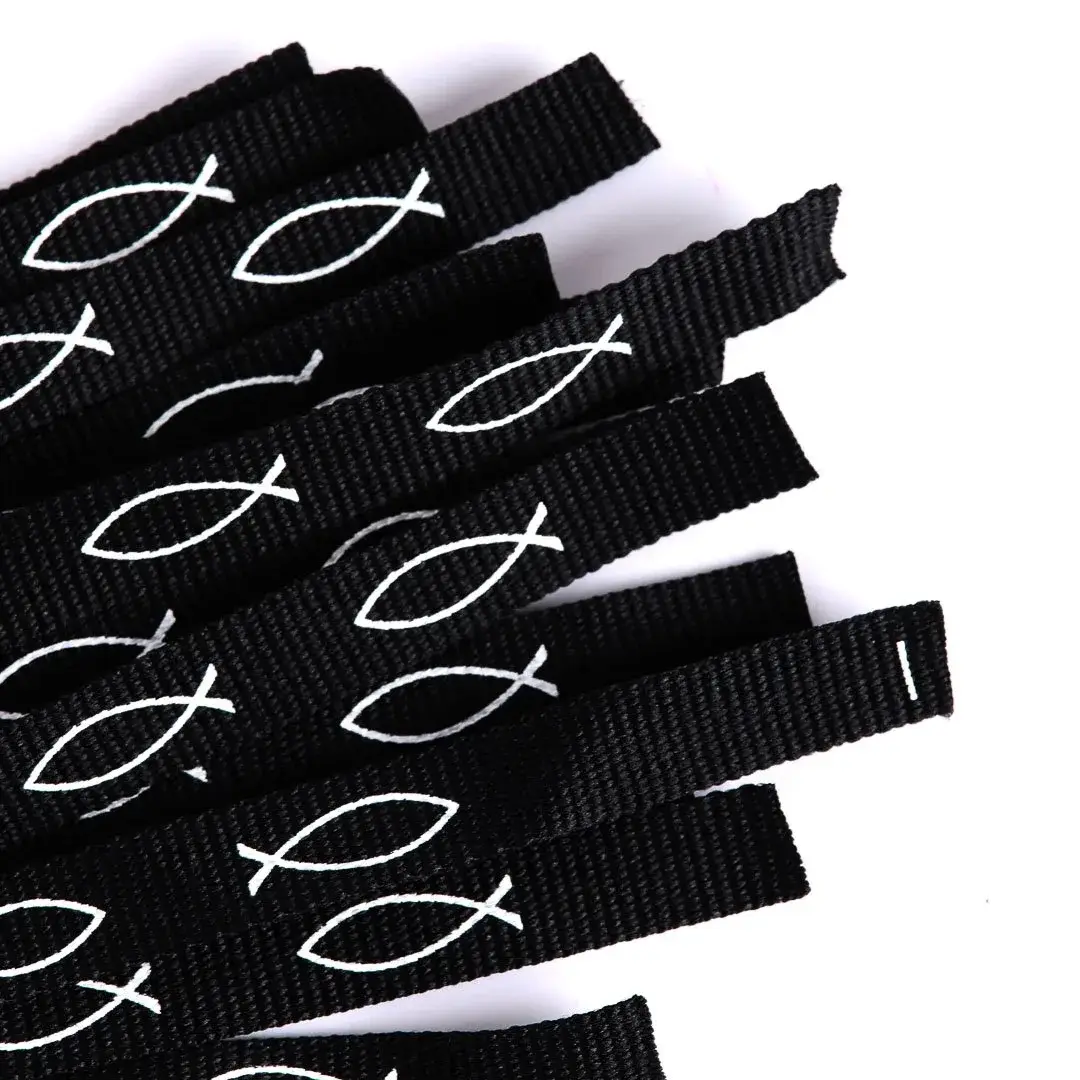 Swanson Christian Products - Wholesale Woven/Braided Bracelet - Bracelet Woven Fish Black Pk487