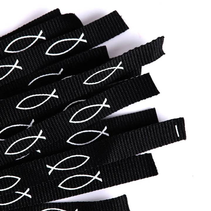 Swanson Christian Products - Wholesale Woven/Braided Bracelet - Bracelet Woven Fish Black Pk487